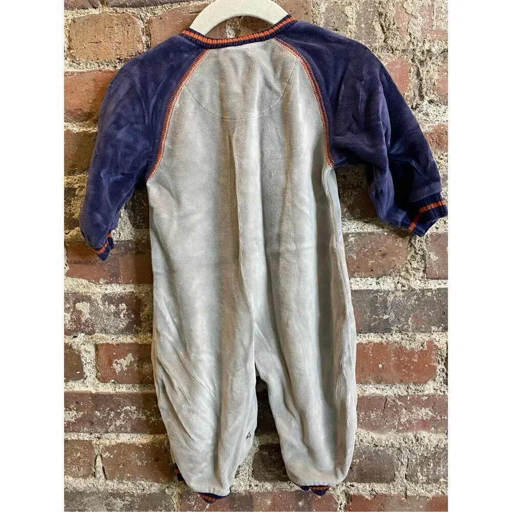 Carter’s Plush Blue/Gray Toot! Toot! Train Bodysuit Baby Size 6 Months